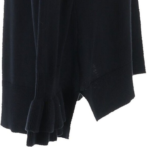 NWT ISAAC MIZRAHI BLACK RUFFLE CREW NECKLINE BELL SLEEVE TUNIC SWEATER LARGE - Picture 8 of 12